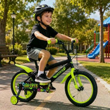Imagem de Bicicleta Infantil Grafitti Aro 16 Freio a Tambor Rodinhas Removíveis Verde
