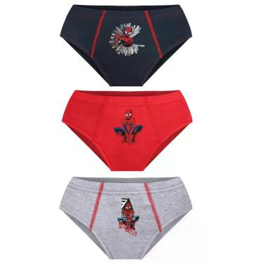 Imagem de Kit 3 Cueca Slip Homem Aranha Lupo Algodão Infantil 18304-089, Sortido