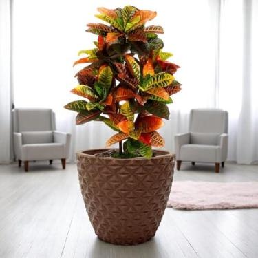 Imagem de vaso planta decorativo cone diamante 3d casa e jardim varanda Grande 40x50 (MARROM)