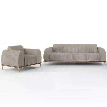 Imagem de Kit Sofá 2 Lugares 150Cm Com Poltrona Molino Bege C-107 - A COLCHOES