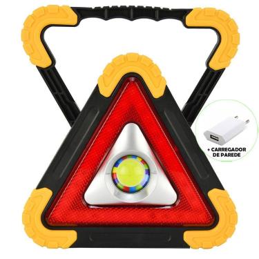 Imagem de Refletor LED 15W Triângulo Portátil Recarregável LED COB Amarelo + Car