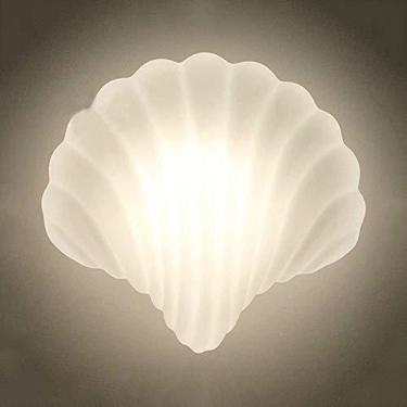 Imagem de LITFAD Luminária De Parede Em Forma De Concha De Vidro Leitoso, Luminária De Parede Led Estilo Moderno, Branca, Para Sala De Jantar, Quarto, Corredor, Escada