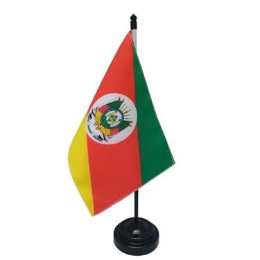 Imagem de Bandeira de Mesa Rio Grande do Sul, Decorativa, Dupla Face, Multicolorido, 19x13cm, Base Preta, Escritório e Eventos, Oxford, 26cm Altura