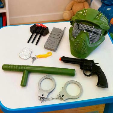 Imagem de Kit de Brinquedo Militar Infantil Soldado Tático com Máscara e Acessórios Verde