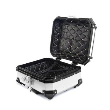 Imagem de BAU DE MOTO TRASEIRO 22 LITROS UNIVERSAL ALIMINIO ANTI-ROUBO PRATA Tronos