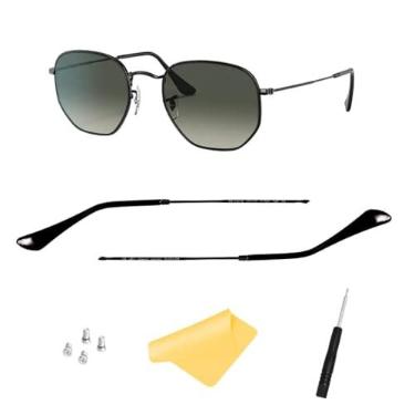 Imagem de HiCycle2 Braço de substituição Ray Ban, pontas de hastes para óculos de sol RB3447 RB3547N RB3548N RB3647N, com 4 parafusos, 1 chave de fenda (preto)