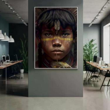 Imagem de Quadro com Moldura Decorativo Para Sala Quarto Hall Indio Brasileiro A