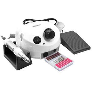 Imagem de Lixadeira Motor Elétrica Porquinho com Pedal para Unhas Nail Drill Profissional Bivolt 110v - 220v, Branca