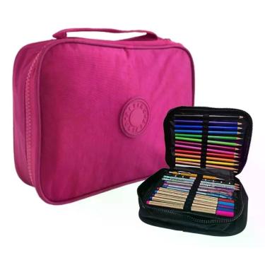 Imagem de Estojo Liso Com 2 Divisórias Alça De Mão Necessaire Escolar - AlwyStor