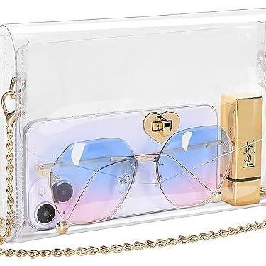 Imagem de Bitjoy Bolsa transparente aprovada pelo estádio bolsa de plástico transparente para concertos transversais para mulheres e homens - bolsa transparente de PVC