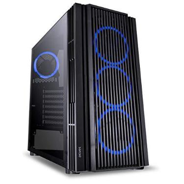 Imagem de GABINETE MID-TOWER ATMOS PRETO COM 4 FANS 120MM LED AZUL - LATERAL EM VIDRO TEMPERADO - ATPTAZ4FCV - PCYES