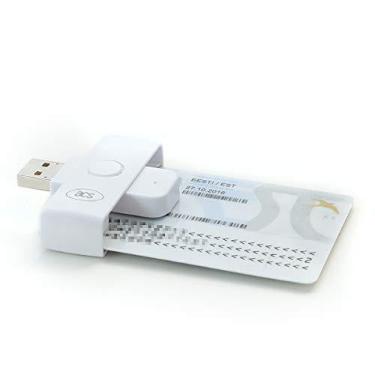 Imagem de ACS ACR39U-N1 PocketMate II Leitor de cartão inteligente USB para chip de contato Tachodisk National ID eID IC, pequeno dobrável (branco)