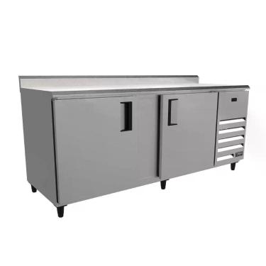 Imagem de Balcão De Serviço Refrigerado 2 Metros Inox Com Borda E Espelho Vbsr20 220v - Venâncio