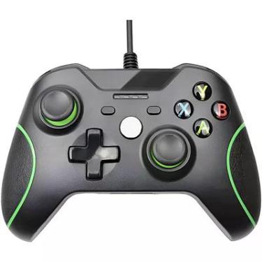 Imagem de Controle Joystick Com Fio XBOX One Compatível Com Vídeo Game PC E Cloud Gaming - Cor Preto/verde Cor:preto
