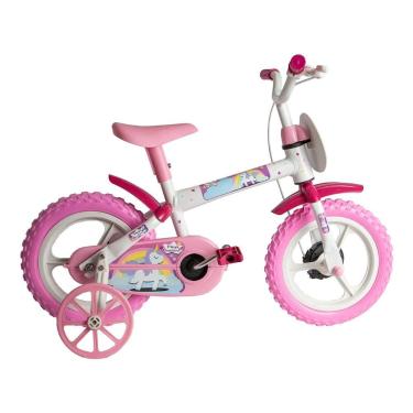 Imagem de Bicicleta com Rodinhas de Unicórnio Meninas Premium Styll Kids, Rosa e