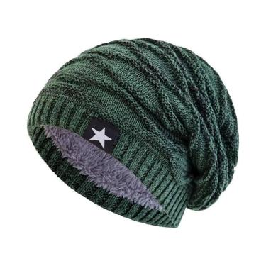 Imagem de Gorro De Inverno Unissex Com Forro De Pelúcia, Quente, Tricotado, Com 