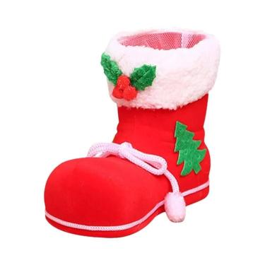 Imagem de Meias De Natal Vermelhas Em Formato De Bota, Sacolas De Presente De Fi