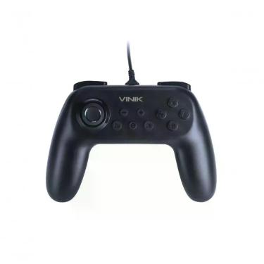 Imagem de Controle com Fio Usb para Nintendo Switch Vinik Ns Preto com Vibração e Luz Indicadora