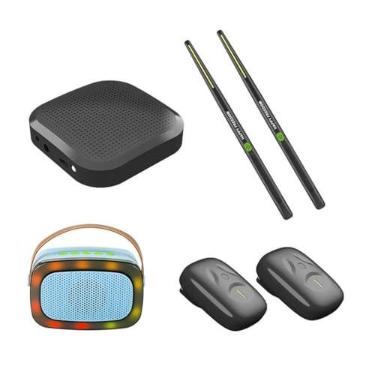Imagem de Conjunto de Bateria Eletrônica de Ar, Conjunto de Bateria de Ar Virtual Profissional Com Detecção de Movimento 3D Com Baquetas, Pedais e Alto-falante, Conjunto de Bateria (Preto)