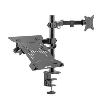 Imagem de SUPORTE PARA MONITOR ATÉ 27' E NOTEBOOK ATÉ 15,6" - ESN-12 - EM AÇO - ARTICULADO - PRETO - EVOLUT