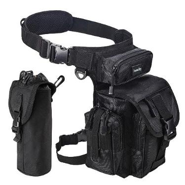 Imagem de Jueachy Bolsa de perna masculina tática com detecção de metal com bolsa para garrafa de água