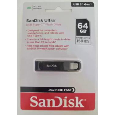 Imagem de Pen Drive 64gb Ultra USB TypeC Flash Drive 150mbs UZ460 SandiskSB 3.1