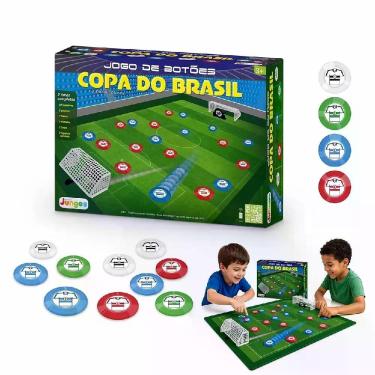 Imagem de Jogo de Botão Futebol de Mesa 2 Times Completo com Goleiras Bolas Palhetas e Adesivos Junges