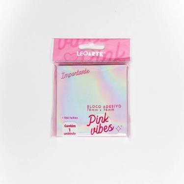 Imagem de Bloco Adesivo de Recados 76x76mm PINK VIBES Importante 100 Folhas Nota