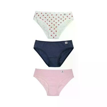Imagem de Kit 3 Calcinha Delrio Infantil 51309-Branco/Morango, GG, Branco morang
