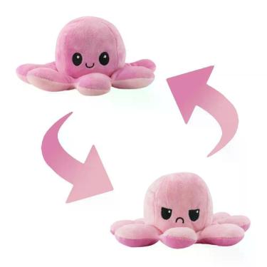 Imagem de Polvo Reversível Humor Tiktok Pelúcia Dupla Face Rosa