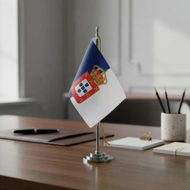 Imagem de Mini Bandeira de Mesa Reino de Portugal 1830-1910 8cm X 5,5cm com Mastro de 15cm em Poliéster SP Bandeiras