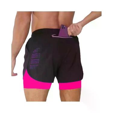 Imagem de Shorts De Treino Masculinos 2 Em 1 De Secagem Rápida Para Corrida E Fi