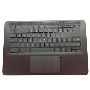 Imagem de LTPRPTS Substituição da capa superior para laptop com apoio de palma, teclado retroiluminado para montagem do touchpad para HP Chromebook 14 G6 CB14 G6 L90460-001 preto