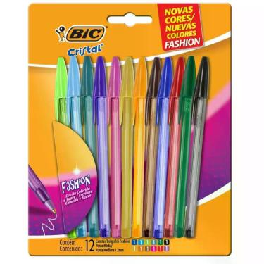 Imagem de Caneta Esferografica Cristal Fashion Dura+ 12CORES - BIC