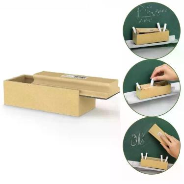 Imagem de Apagador com Porta Giz MDF 17CM 7CM Verde Base com Feltro de 4mm Organizador Escolar Prático