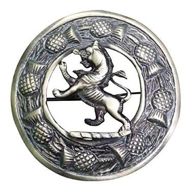 Imagem de AAR Broche masculino Rampant Lion Kilt Fly Plaid Antique 3" (7 cm) de diâmetro T