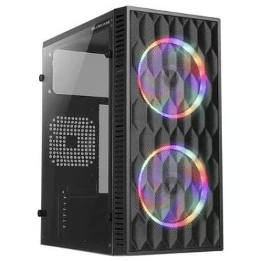 Imagem de Gabinete Gamer Preto Mini Tower Com 2 Fans Rainbow RGB 120mm - Bluecase