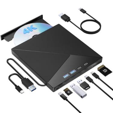Imagem de Wbacon Unidade externa 7 em 1 Blu-Ray 4K para laptop, gravador USB 3.0 Blu