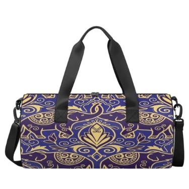 Imagem de Bolsa de ginástica esportiva com estampa tribal animal elefante bolsa de bagagem de elefante animal elefantes bolsa esportiva bolsa de ginástica bolsa de viagem bolsa de ginástica de lona bolsa de