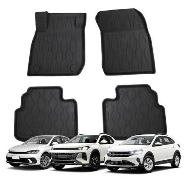 Imagem de Tapete para Polo Nivus Tera Até 2026 com Bordas Elevadas Tipo Bandeja Jogo Automotivo 4 Peças Antiderrapante Impermeável Borracha TPE