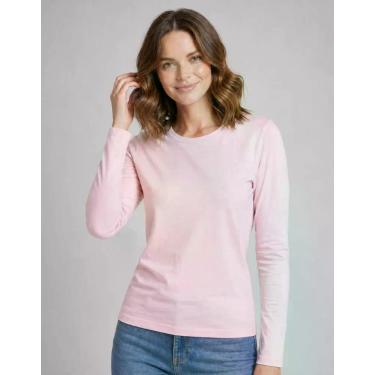 Imagem de Camiseta Feminina Manga Longa Algodão 01 Unidade - Fafenix, P, Rosa ch