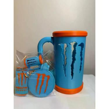 Imagem de Caneca Porta lata energético 475 ml kit + chaveiro, tampa e abridor. -