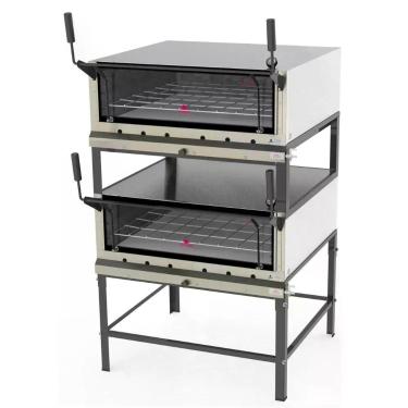 Imagem de Forno a Gás Industrial Duplo de Lastro Refratário Progás Gás GLP PRP-900 DP G2 Inox 460L com Cavalete