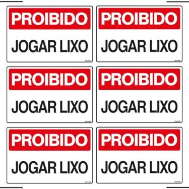 Imagem de Combo 6 Placas De Sinalização Proibido Jogar Lixo 30x20 Ekomunike - P-10 F9e