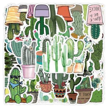 Imagem de Adesivos de vinil suculento verde cacto à prova d'água 50 unidades/lot