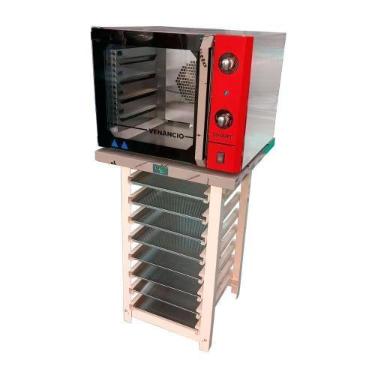 Imagem de Forno Turbo Convec. Inox E Vermelho Fcsb4e 220v + Bancada Mes-004 + 8