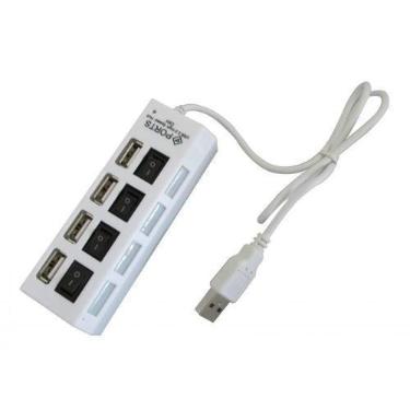 Imagem de Hub Usb Com 4 Saidas Com Chave Individual - Branco - DIVERSOS