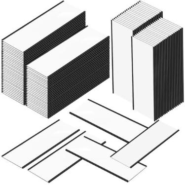 Imagem de Gueevin 100 peças de porta-etiquetas magnéticas de 7,6 x 20,3 cm, placa de identificação magnética com inserções de papel e protetores de plástico transparente para armário de arquivo, prateleira,