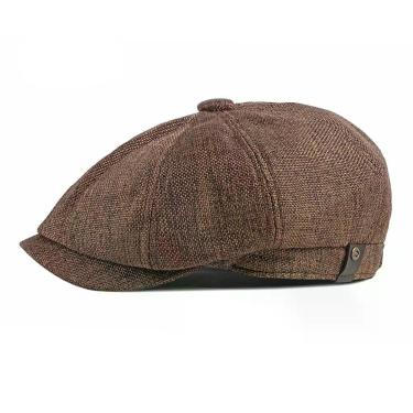 Imagem de Boinas Masculinas, Boné De Jornaleiro, Chapéus Masculinos Para Homens - Marrom