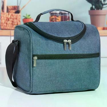 Imagem de Bolsa Térmica para Marmita com Isolamento em Pano Oxford Catiônico e Folha de Alumínio à Prova D'água Azul OEM